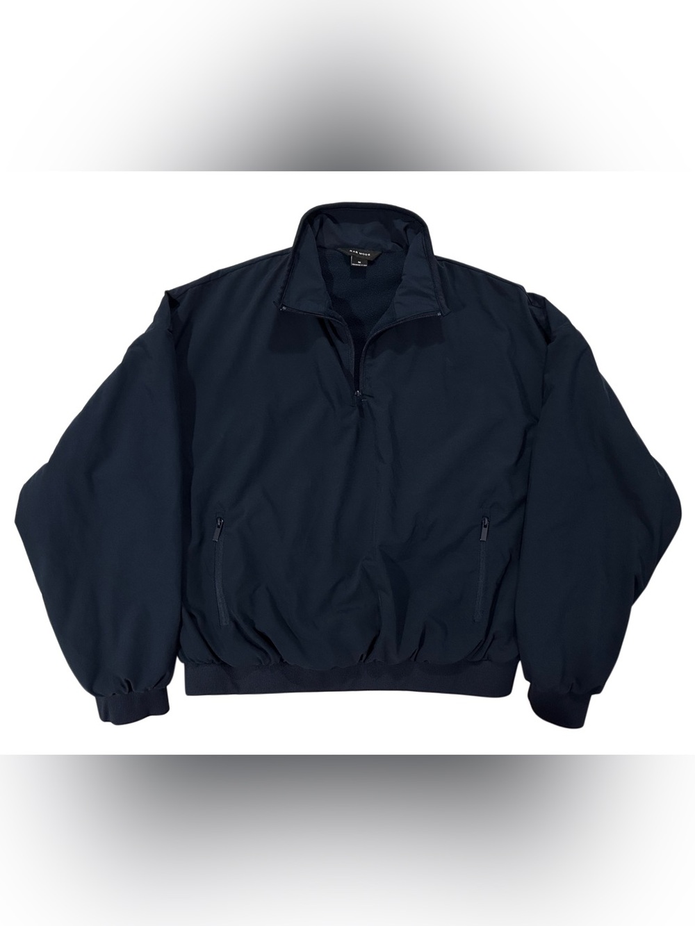 Rae Mode Navy Fleece Lined Quarter Zip Pullover Jacket Oversized Medium